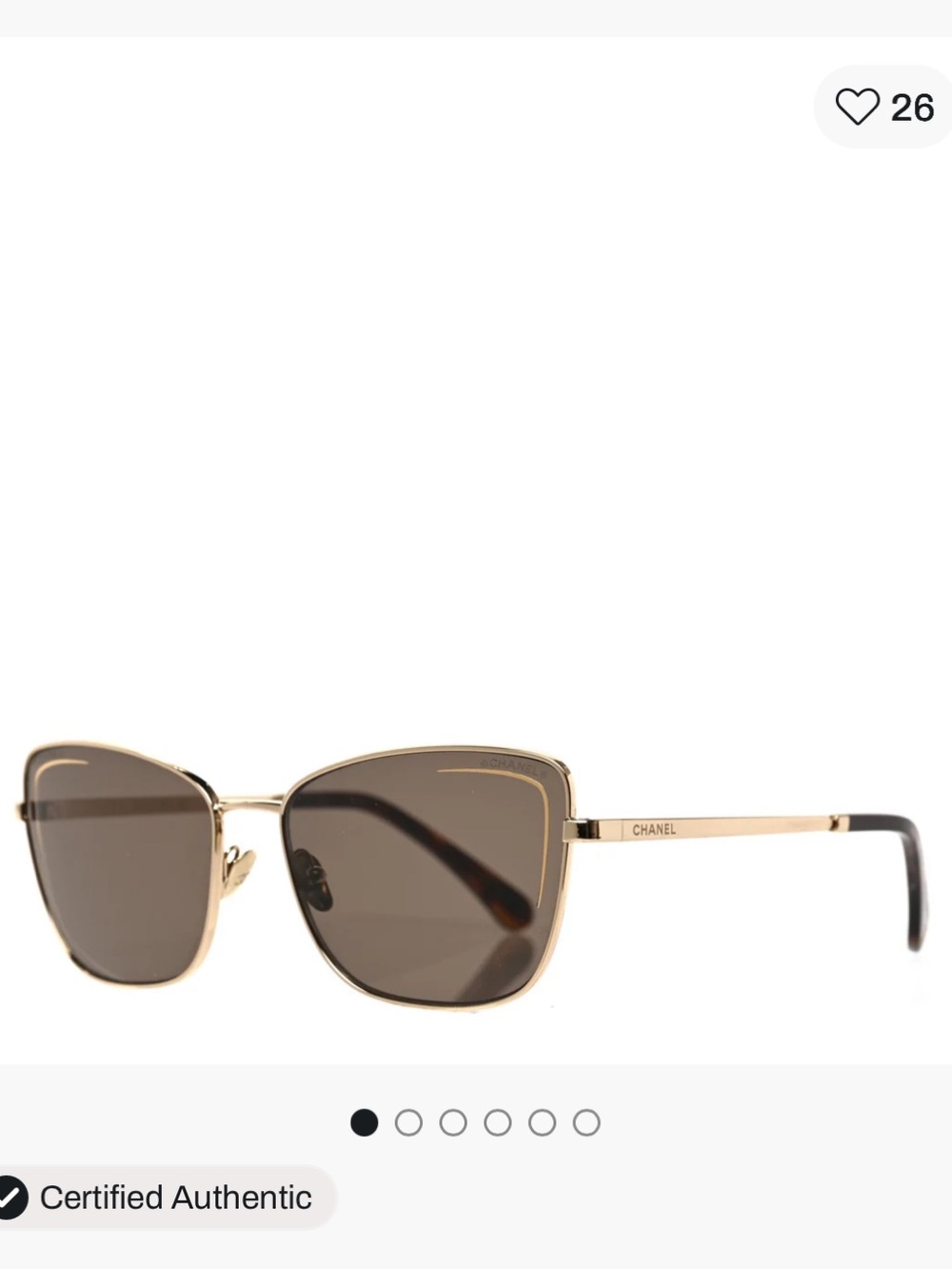 CHANEL Gold cat eye Frame Sunglasses